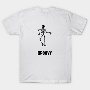Groovy, dancing skeleton, funny halloween sticker T-Shirt